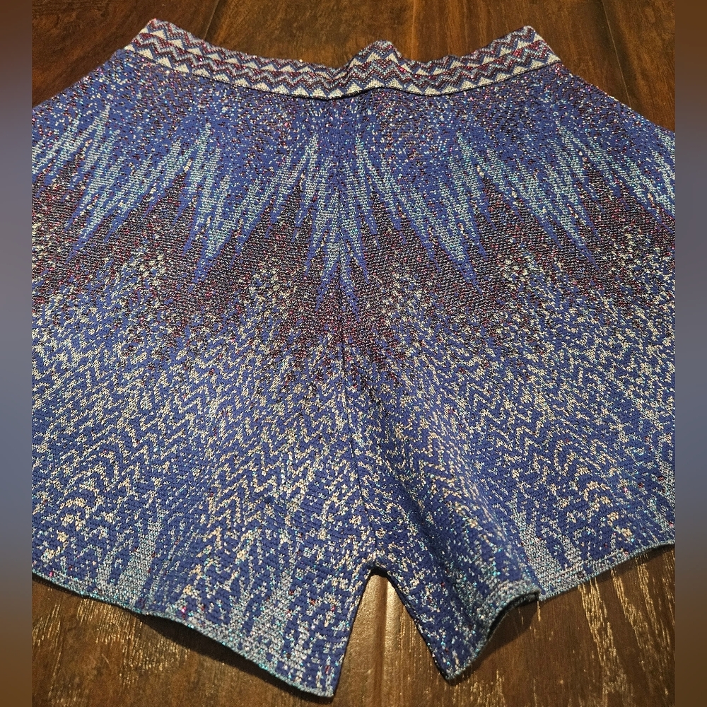 Stylish High Waist Blue Patterned Women's Shorts - Picture 4 of 6